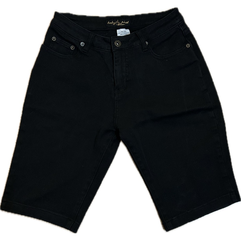 Baby Phat Womens Black Denim Bermuda‎ Shorts Y2K High Rise Size 2 NY5640RC